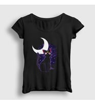 Presmono Kadın Siyah Luna Kedi Kedili Sailor Moon Ay Savaşçısı T-Shirt 486033tt