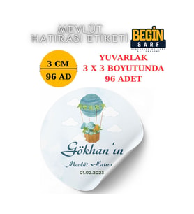 3 CM 4 CM 5 CM 6 CM MEVLÜT HATIRASI KİŞİYE ÖZEL KENDİNDEN YAPIŞKANLI ETİKET YUVARLAK 001