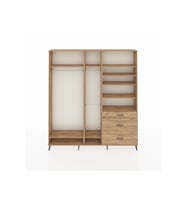 Arges Gardrop 9 Raflı 3 Çekmeceli 3 Askılı 220x30x243 Çam-Çam