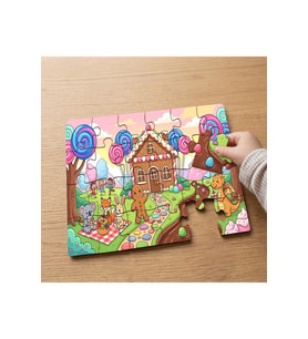 Kurabiye Ev - Masal Köy Tasarımlı 24 Parça Ahşap Çocuk Puzzle