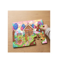Kurabiye Ev - Masal Köy Tasarımlı 24 Parça Ahşap Çocuk Puzzle