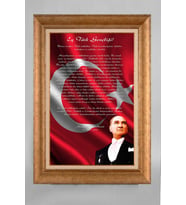 Çerçeveli Paspartulu Atatürk Tablo a461 (Gold)