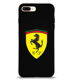 Apple iPhone 8 Plus Uyumlu Lansman Kılıf Ferrari Tasarımlı Altı Kapalı İçi Kadife Kaplı  Kapak (Şeffaf)