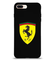 Apple iPhone 8 Plus Uyumlu Lansman Kılıf Ferrari Tasarımlı Altı Kapalı İçi Kadife Kaplı  Kapak (Şeffaf)