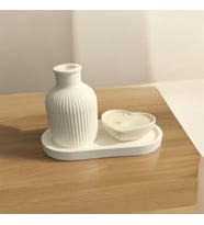MODERN DEKORATİF 3'LÜ SET VAZO VE KALP MUMLU