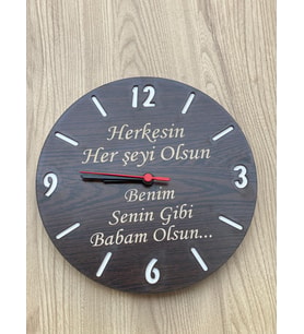 KİŞİYE ÖZEL YAZILI AHŞAP DUVAR SAATİ