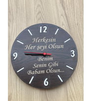 KİŞİYE ÖZEL YAZILI AHŞAP DUVAR SAATİ