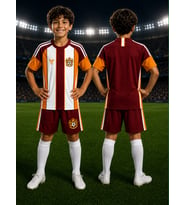 Çocuk Halı Saha Futbol forması Seti Sarı-Kırmızı Forma+Şort+Çorap