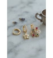 3 lü Set Gold Renk Çiçek Model Küpe TJ-BKP11964