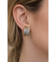 Xuping Rose Gold Orta Taşlı Çok Sıralı Taşlı Halka Küpe (Mürdüm)
