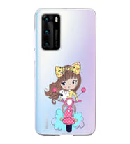 Huawei P40 Uyumlu Kapak Vespagirl Tasarımlı Şeffaf Silikon Kılıf
