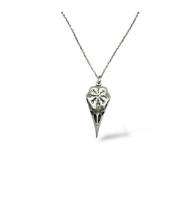 Vikings Odin ve Raven Figürlü Unisex Kolye – 60 cm Zincirli İskandinav Mitolojisi Takısı (Gümüş)