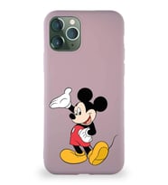Apple iPhone 11 Pro Soft Premier Kapak Mickey Mouse-C Tasarımlı Silikon Kılıf - Pudra (Şeffaf)