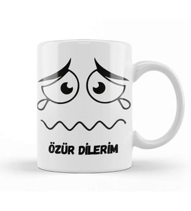 Özür Dilerim Komik Özür Mesajı Kupa Bardak Porselen
