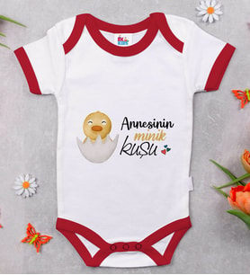 BK Kids Annesinin Minik Kuşu Tasarımlı Kırmızı Bebek Body Zıbın-1