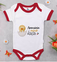BK Kids Annesinin Minik Kuşu Tasarımlı Kırmızı Bebek Body Zıbın-1