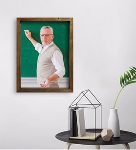 BK Gift Kişiye Özel Erkek Öğretmen Fotoğraflı Doğal Masif Ahşap Çerçeveli Tablo 45x65cm-1