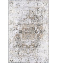 Eliana Home Baskılı, Yıkanabilir Kaymaz Taban Salon Halısı LNA1521-HT1617 100x150 cm (Bej)