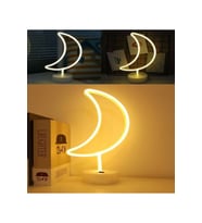 Ay Tasarımlı Neon LED Masa ve Gece Lambası, şık ve enerjik aydınlatma (Krem)