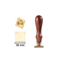 Mühürcüm Mühür Damga 35 mm Kare Boş Pirinç Kafa + Ahşap Sap R5799S35