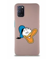 Oppo A52 Soft Premier Kapak Donald Duck-E Tasarımlı Silikon Kılıf - Pudra (Şeffaf)