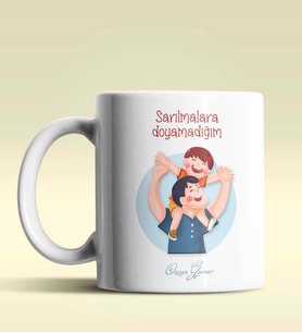 Kişiye Özel Sarılmalara Doyamadığım Babam Tema Beyaz Kupa Bardak