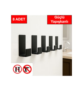 8 Adet Kapı Arkası Yapışkanlı Çok Amaçlı Askı