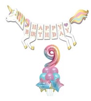 Unicorn 9 Yaş Happy Birthday Gökkuşağı