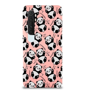 Xiaomi Mi Note 10 Lite Uyumlu Lansman Kılıf Panda Tasarımlı İçi Kadife Kapak-Pembe (Şeffaf)