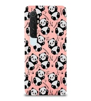 Xiaomi Mi Note 10 Lite Uyumlu Lansman Kılıf Panda Tasarımlı İçi Kadife Kapak-Pembe (Şeffaf)