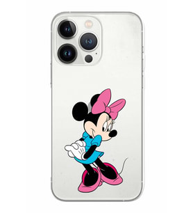Apple iPhone 13 Pro Uyumlu Kamera Korumalı Tıpalı Kapak Minnie Mouse TasarımlıŞeffaf Kılıf