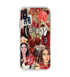 Iphone X ve XS Uyumlu Lana Del Rey Kolaj Tasarımlı Şeffaf Telefon Kılıfı