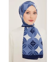 Armine Trend Defne Şal 6347 - 2 - 25 Mavi Beyaz