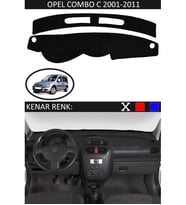Opel Combo C 2001-2011 İçin Uygun Torpido Koruma Halısı Siyah Kenar Renk Siyah