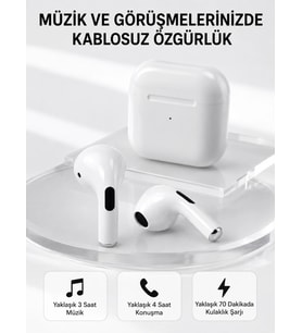 Bluetooth 5.3 Tws Kablosuz Kulak İçi Kulaklık 25 Metre Menzil Şarj Kutulu
