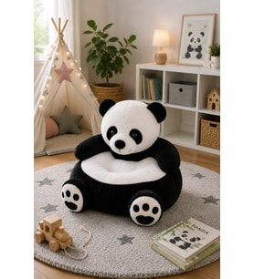 ÖZGÜNER OYUNCAK  Panda Pelüş Bebek Çocuk Koltuğu (Siyah - Beyaz)