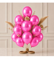 Fuşya Renk Lateks Metalik Balon (30 cm) - 12 Adet