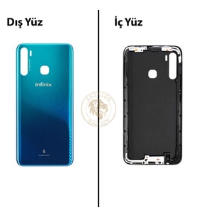 Infinix S5 Mavi Uyumlu Arka Kapak Arka Cam Batarya Pil Kapağı Lazer Kesim Back Cover
