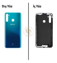 Infinix S5 Mavi Uyumlu Arka Kapak Arka Cam Batarya Pil Kapağı Lazer Kesim Back Cover