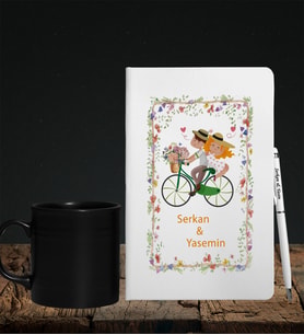 Sevgililer Gününe Özel Defter Kalem & Siyah Varil Kupa Hediye Seti 6