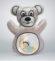 BK Gift Sevimli Çocuk Tasarımlı Krem Ayıcık Yastık-1