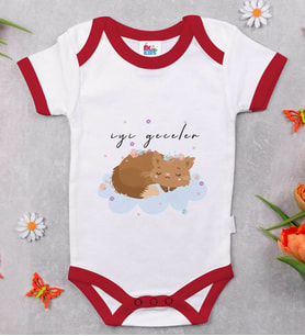 BK Kids İyi Geceler Tasarımlı Kırmızı Bebek Body Zıbın-1
