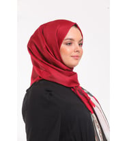 Çiçekli Desen Pavia Seri Şal Eşarp Askısı ile Birlikte 90X200 cm Kırmızı Beyaz-9