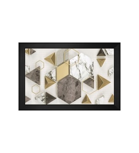 Soyut Şekiller Motifli Kanvas Tablo 80 x 110 cm Siyah Çerçeve