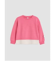 LCW Kids Pembe Bisiklet Yaka Nakışlı Kız Sweatshirt
