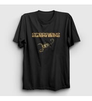 Presmono Unisex Siyah Gold Logo Scorpions T-Shirt 109103tt