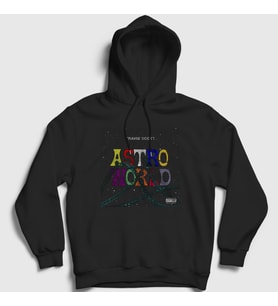 Presmono Unisex Siyah Roller Coaster Astroworld Travis Scott Kapüşonlu Sweatshirt 43084tt