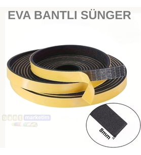 Eva Neopren Conta Sünger Bantlı Sızdırmazlık Bandı 8mm Kalınlıkta 50mmx10mt (Standart)