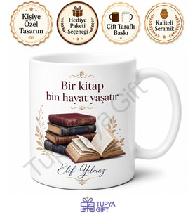 Edebiyat Sever İçin Kişiye Özel Baskılı Kupa Bardak Kitap Hediye