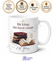 Edebiyat Sever İçin Kişiye Özel Baskılı Kupa Bardak Kitap Hediye